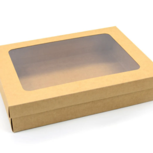 Ref 089 Kraft - Caixa c/ visor na tampa - 40x29x8 cm - c/ 5 unidades